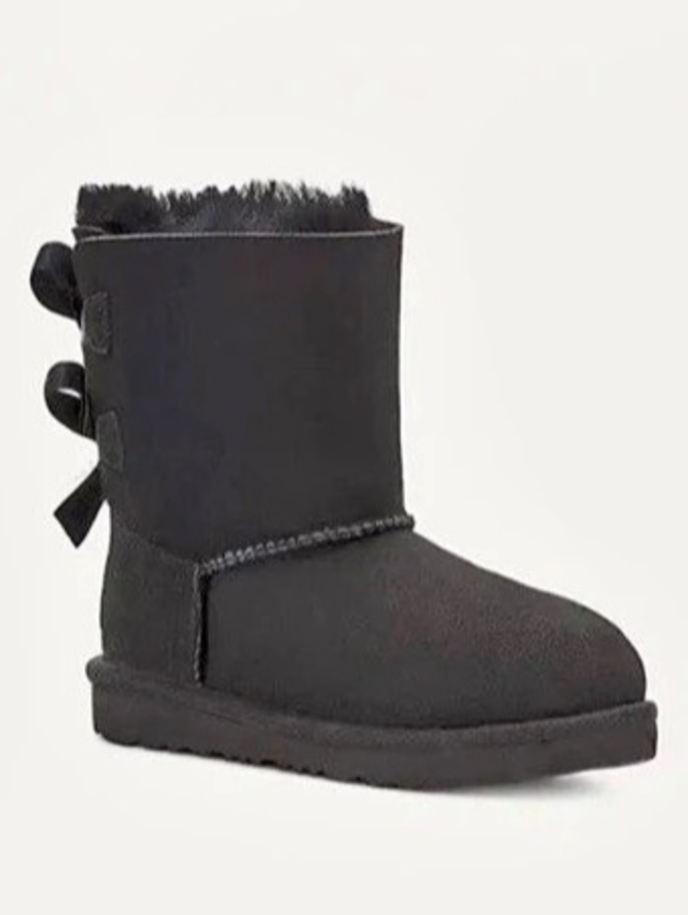 UGG Bailey Bow II Girls Size 3 Black TreadLite Water-Resistant Suede Boots